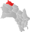Hemsedal markert med rødt på fylkeskartet
