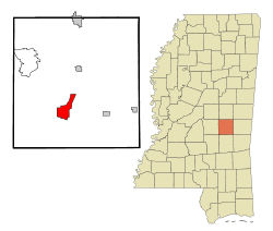 Location of Newton, Mississippi
