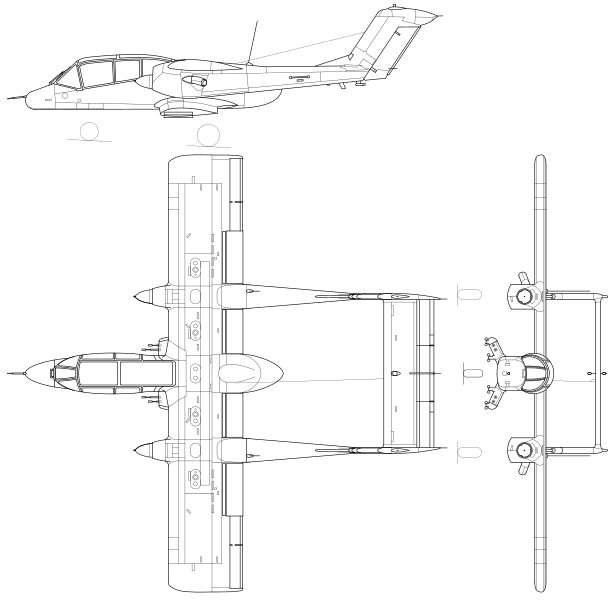 File:North American Rockwell OV-10A Bronco 3-view.svg