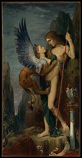 <i>Oedipus and the Sphinx</i> Painting by Gustave Moreau