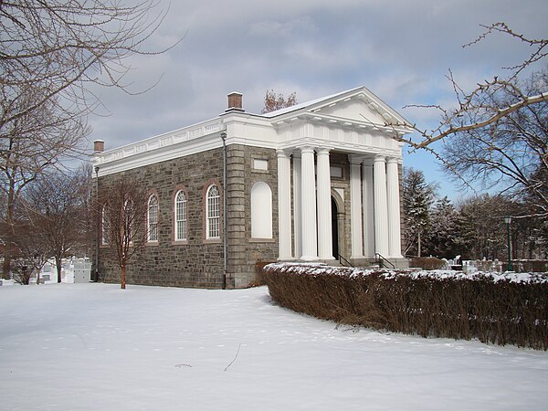 Old Cadet Chapel at the entrance to the cemetery