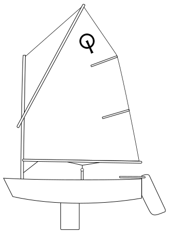 An Optimist is another example of an unstayed mast. Optimist dinghy.svg