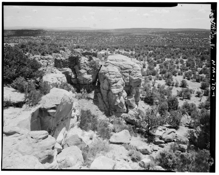 File:Overall view, looking northeast. - Adolfo Canyon Pueblito, Adolfo Canyon, Dulce, Rio Arriba County, NM HABS NM,20-DUL.V,1-1.tif