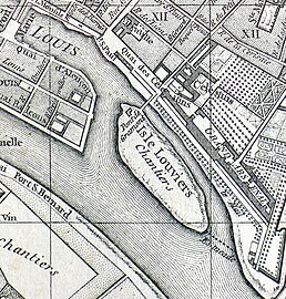 Plan du quartier de l'Arsenal par Vaugondy en 1760 : le pont de Grammont est présent.