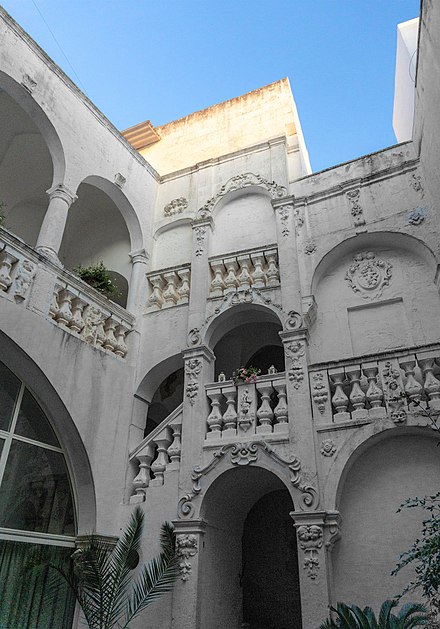 The baroque courtyard of Palazzo Ceuli, seat of a B&B