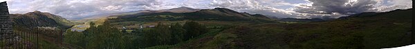 Panorama South from Chattan Clan monument to Sarah Justina Macpherson of Cluny at Creag Dhubh, Laggan, Scotland