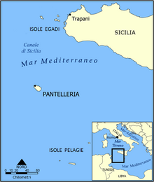 Localizzazione di Pantelleria rispetto alla Sicilia