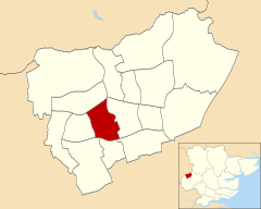 Location of Passmores ward Passmores ward in Harlow 1976.svg