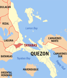 Map of Tayabas in Quezon province Ph locator quezon tayabas.png