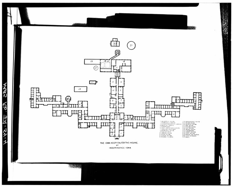 File:Photocopy of measured drawing ca. 1891 FLOOR PLAN OF MAIN FLOOR - Iowa Hospital for the Insane, State Route 248, Independence, Buchanan County, IA HABS IOWA,10-INDEP,1-4.tif