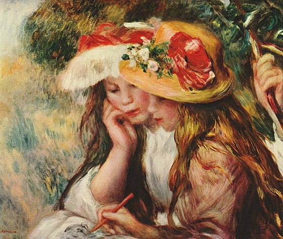 Произведения знаменитых художников. Пьер Огюст Ренуар картины. Pierre-Auguste Renoir (1841–1919). Пьер Огюст Ренуар прогулка. Пьер Огюст Ренуар картина две сестры.