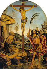 Crucifixion entre les saints Jérôme et Christophe