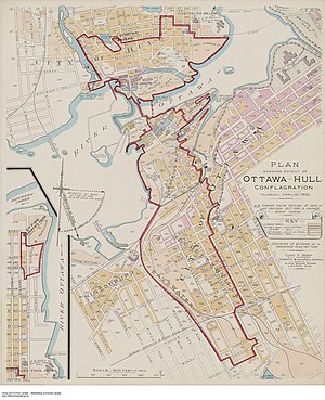 300px plan showing extent of ottawa hull fire 1900