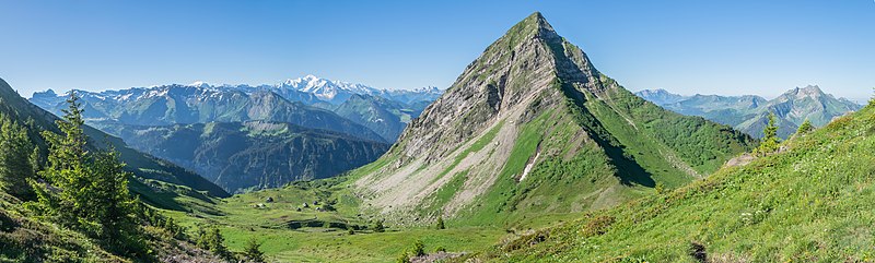 Pointe de Nantaux seen from Col de Tavaneuse in commune of Saint-Jean-d'Aulps, Haute-Savoie, France