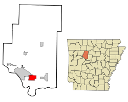 Pope County Arkansas Incorporated and Unincorporated areas Pottsville Highlighted.svg