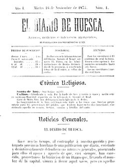 Copertina del primo numero di El Diario de Huesca, 16 novembre 1875.jpg