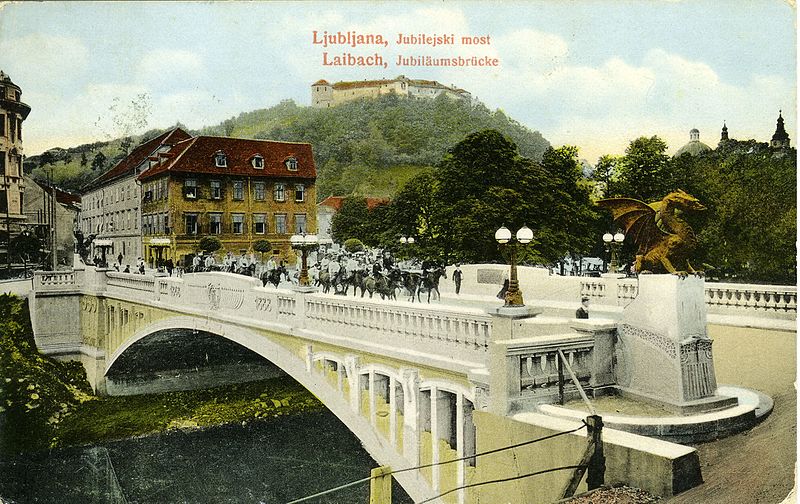 File:Postcards of the Dragon Bridge in Ljubljana 1915.jpg