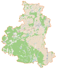 Mapa konturowa powiatu starogardzkiego, blisko lewej krawiędzi na dole znajduje się punkt z opisem „Szlachta”