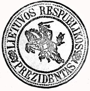 Presidential Seal of the Republic of Lithuania with Vytis, used in 1919–1940