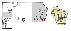 Racine County Wisconsin Incorporated and Unincorporated areas Elmwood Park Highlighted.svg