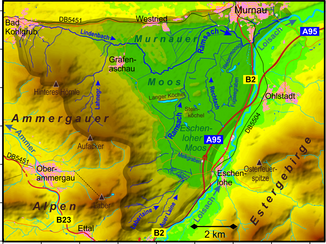 Ramsach catchment area (shaded)