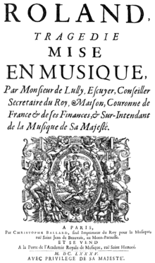 První vydání opery Roland z roku 1685