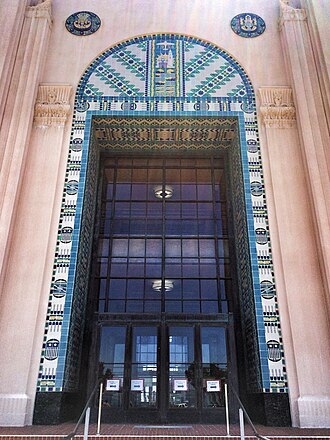 San Diego County Administration Building, detail of west entrance San Diego County Administration Center 2.jpg