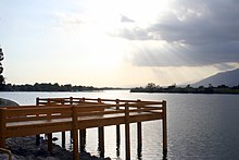 The yellow dock by the Santa Fe Dam Santa Fe Dam Recreation Area.jpg