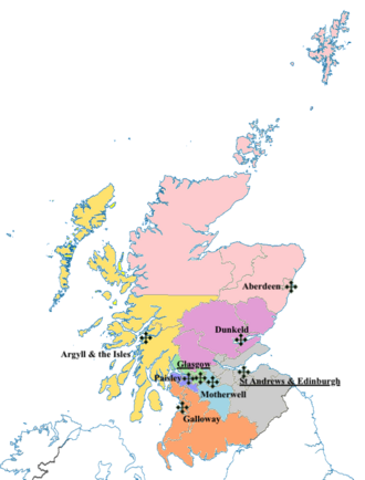 Map of dioceses in Scotland Scottish Catholic Dioceses.png