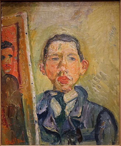 File:Self-portrait by Chaim Soutine, Russian active in France, c. 1918, oil on canvas - Princeton University Art Museum - DSC06996.jpg