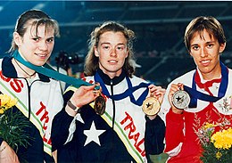 Sharon Rackham și Lisa LLorens la Atlanta 1996 Paralympic Games.jpg