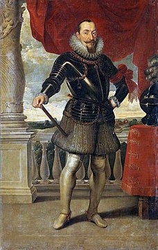 Sigismund III of Poland in Spanish-style hose, while one of the popular type of hose in Spain around that time were Polish-style hose, c. 1620[5][6]
