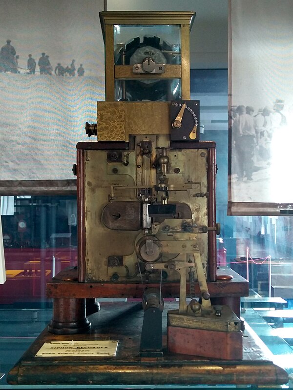 William Thomson's telegraphic syphon recorder, on display at Porthcurno Telegraph Museum, in January 2019