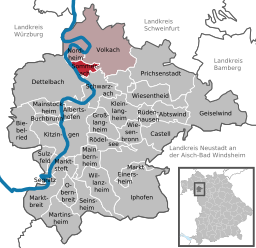 Läget för Sommerach i Landkreis Kitzingen