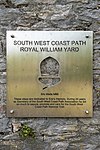 Plaque marking a portion of the South West Coast Path at the Royal William Yard, Plymouth