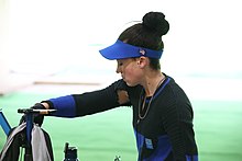 Spc. Sagen Maddalena and Mary Tucker at the 2020 Summer Olympic Games 50m rifle 3 position, July 27, 2021 in Tokyo, Japan (51348787496).jpg