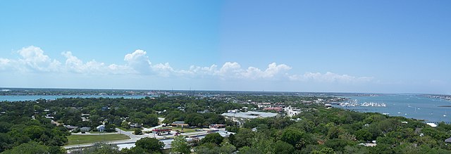 View of St. Augustine from the top of the lighthouse on Anastasia Island