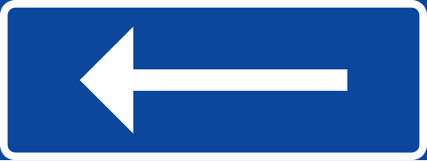 A Swedish one-way sign used on T junctions