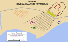 Plan of Tarraco in imperial times showing the main buildings Tarraco Lageplan.png