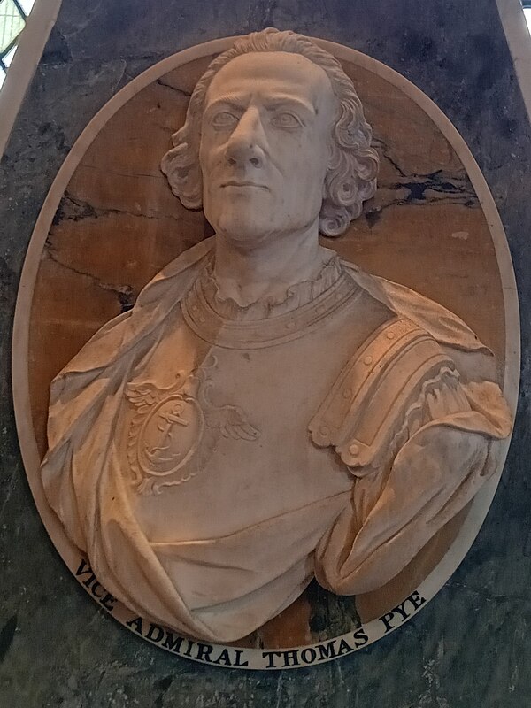 Pye in a memorial he dedicated to his father Henry c. 1762, at All Saints' Church, Faringdon