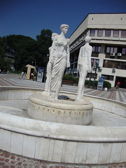 A statue in the city center depicting the three sisters in the legend of the founding of Vidin