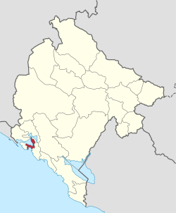 Tivatin kunnan sijainti Montenegron kartalla