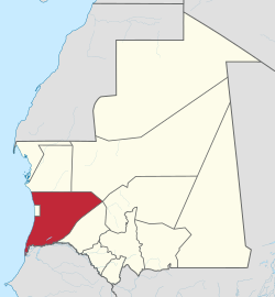 Карта Мавритании с изображением региона Трарза