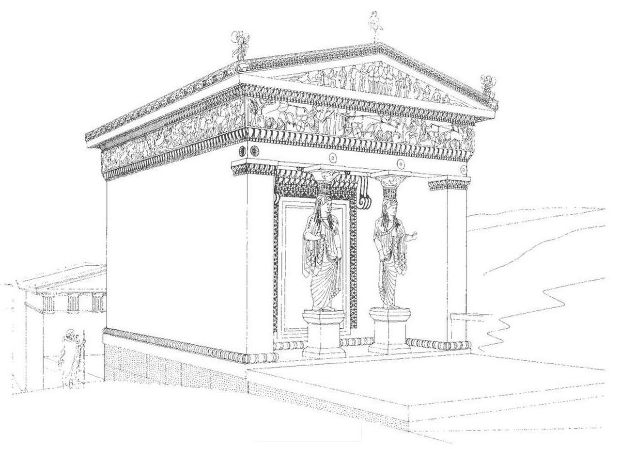 Греческий пейзаж с изображением древнегреческого храма