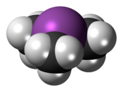 Trimetilstibin molekülünün boşluk doldurma modeli