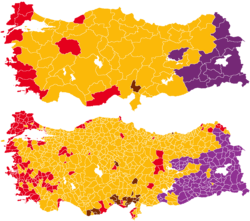 Turkish general election 2015, provinces and districts.png