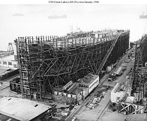 USS Great Lakes (AD-30) under construction.jpg