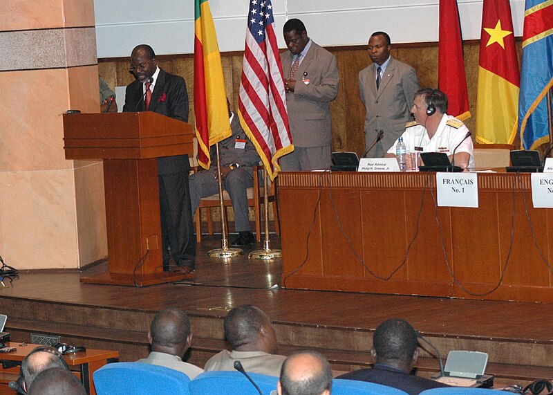 File:US Navy 061113-N-2893B-003 M. Alexandre K. Dossou, Benin's Minister of Transportation, Public Works and Town Planning, delivers welcoming remarks in French at the Maritime Safety and Security at the Gulf of Guinea Ministe.jpg