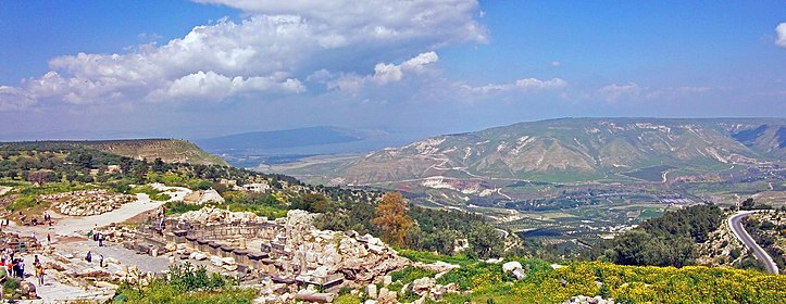 Sea of Galilee and southern Golan Heights, from Umm Qais, Jordan.
