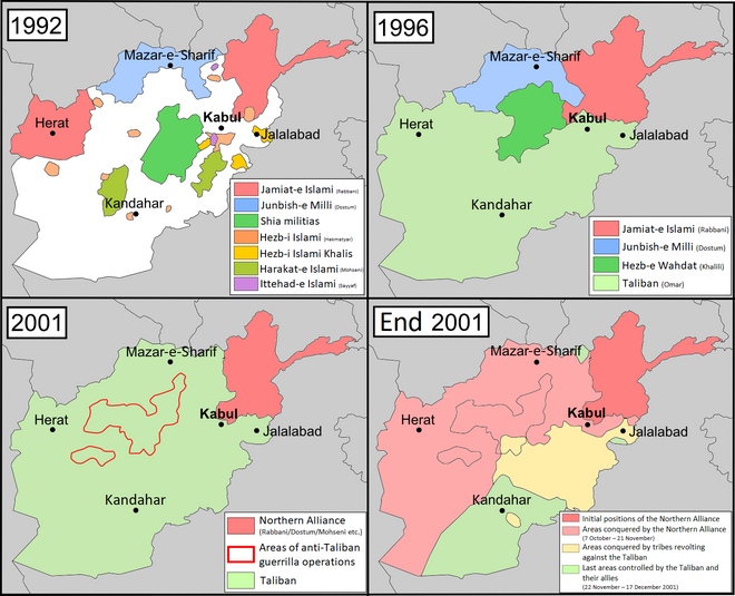 Development of the civil war from 1992 to late 2001